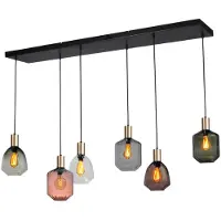 Masterlight Lampe suspendue 6 lumières - dorée - Porto avec des lunettes différentes