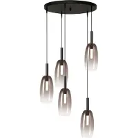 Masterlight Lampe pendante 5L vide Lido Olive avec un verre Ø de 11,5 cm qui décolore la fumée
