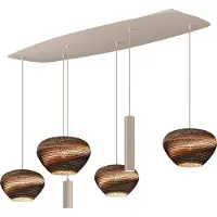 Masterlight Lampe suspendue ovale danoise Cartone sable avec des cagoules Think Paper
