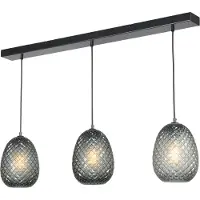 Masterlight Lampe suspendue noire Pineapple 3 lumières avec verre fumé