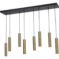 Masterlight Lampe suspendue noire pour salle à manger Run Cylindres à 8 lumières dorés