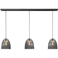 Highlight Suspension 3 lumières Fantasy noir avec verre brun droit