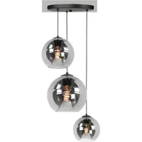 Highlight Suspension 3 lumières Fantasy noir avec verre fumé