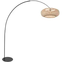 Steinhauer Lampadaire Curve noir avec abat-jour en bambou Ø 60cm