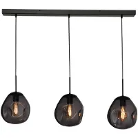 Masterlight Lampe à suspension en verre Lava 3x verre à fumée Ø 24cm