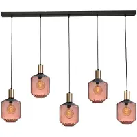 Masterlight Lampe suspendue 5 lumières - dorée - Porto avec lunettes rouges Jagger - Ø 24cm