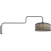 Steinhauer Applique murale Bloeba noir avec abat-jour en bambou