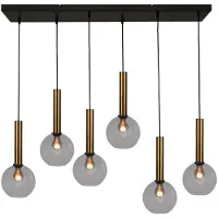 Masterlight Lampe suspendue 6 lumières Bella 2 avec verre fumé
