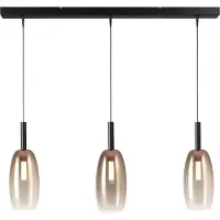 Masterlight Lampe pendante 3L Ø 11,5cm Lido Olive avec du verre doré qui s’estompe.
