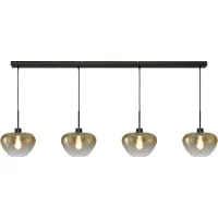 Masterlight Suspension 4 lumières Genua noir avec verre doré Ø 29cm