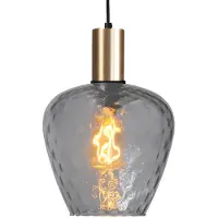 Masterlight Lampe suspendue dorée Porto avec verre fumé Diamond - Ø 21cm