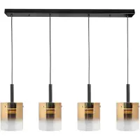 Highlight Suspension 4 lumières Salerno noir avec verre doré