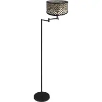 Mexlite - lampadaire - Bella - noir - bambou métal - Ø 45cm - E27 - 3884ZW