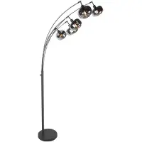 Mexlite - lampadaire - Tenebris - noir - verre métal - lampe en verre coloré - E14 - 4214ZW