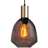 Masterlight Lampe suspendue dorée Porto avec verre rouge Nicolette - Ø 20cm