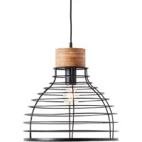 Brilliant Suspension noire AVIA | Suspension en bois durable | 1 douille E27 max. 52 W | Métal/bois
