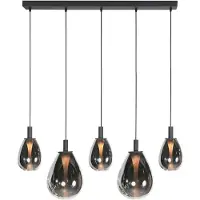 Mexlite Suspension - noir - Glimsy - verre métal - grande lampe de table à manger - LED - 4197ZW -
