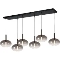 Masterlight Lampe pendante 6L Ø24cm Lido Onion avec du verre qui s’estompe à la fumée
