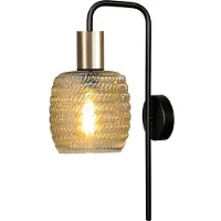 Masterlight Applique noire Bounty avec de l'or et du verre strié