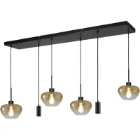 Masterlight Suspension 6 lumières Genua noir avec 4x verre doré et 2x pendentif