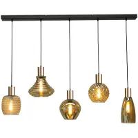 Masterlight Lampe à suspension noire et dorée Bounty Curiosa 5 lumières