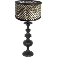 Steinhauer Lampe de table Lyons noir avec abat-jour en bambou