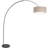 Anne Light & Home Lampadaire - gris noir - Curve - plastique lin métal - lampe arquée - E27 - 4268ZW - Anne Lighting