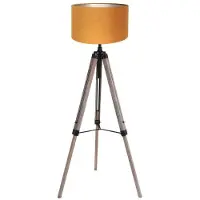 Mexlite - lampadaire - Triek - noir - bois velours tissu - Ø 75cm - E27 - 4103ZW