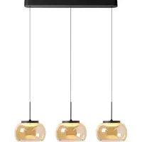 Lyora Suspension 3 lumières Bounto verre ambré droit noir