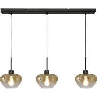 Masterlight Suspension 3 lumières Genua noir avec verre doré Ø 24cm