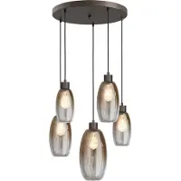 Masterlight Lampe pendante Vide Olive avec 5 verres - cacao - Ø50cm
