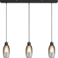 Masterlight Lampe suspendue en verre Olive 3x Ø 12,5cm - noir
