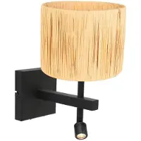 Steinhauer Applique murale Stang noir avec abat-jour paille