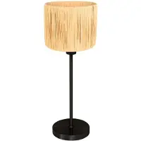 Mexlite Lampe de table noire Noor avec capot en paille