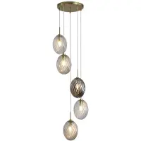 Searchlight Suspension 5 lumières Whirl verre rond coloré
