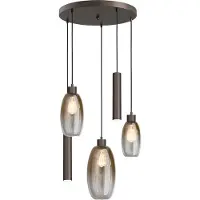 Masterlight Lampe pendante Vide Olive 3x verre - 2x Course - cacao - Ø50cm