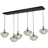 Masterlight Lampe suspendue 6 lumières - dorée - Porto avec verres transparents Blossom