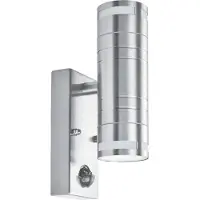Searchlight Applique murale en acier inoxydable avec détecteur de mouvement GU10 2 flammes IP44