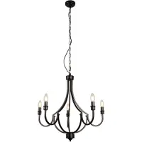 Searchlight Lampe suspendue classique Lodge 5 lumières noir