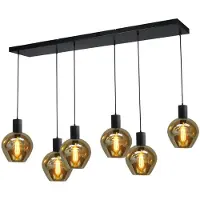 Masterlight Lampe suspendue noire pour salle à manger Bounty Verre rond à 6 lumières