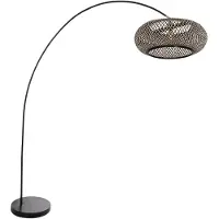 Steinhauer Lampe à arc solva avec abat-jour noir et rotin Ø 60cm