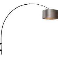 Steinhauer Lampe à arc murale Sparkled noir avec abat-jour en velours taupe