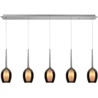 Highlight Suspension Belle Nickel droit 5 lumières fumé