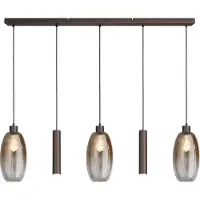 Masterlight Lampe suspendue en verre Olive 3x Ø 18,5cm - 2x pendentif de course - cacao