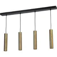 Masterlight Lampe suspendue noire pour salle à manger Run Cylindre 4 lumières doré