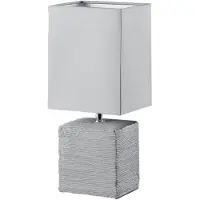 TRIO Lampe de table en céramique carrée 29cm de haut avec abat-jour en tissu 13x11cm en gris E14