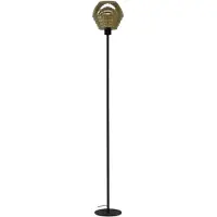 Masterlight Lampadaire noir Quinto Smoke avec verre rayé fumé