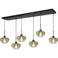 Masterlight Suspension 6 lumières Genua noir avec verre doré Ø 24cm