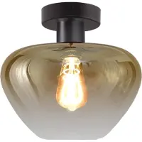 Masterlight Plafonnier Genua noir avec verre doré Ø 29cm