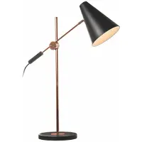 Artdelight Lampe de bureau élégante Obscur noir avec du cuivre rouge